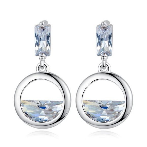 NEW [Set of 2] Sterling Silver Diamond Waterdrop A - Picture 6 of 7